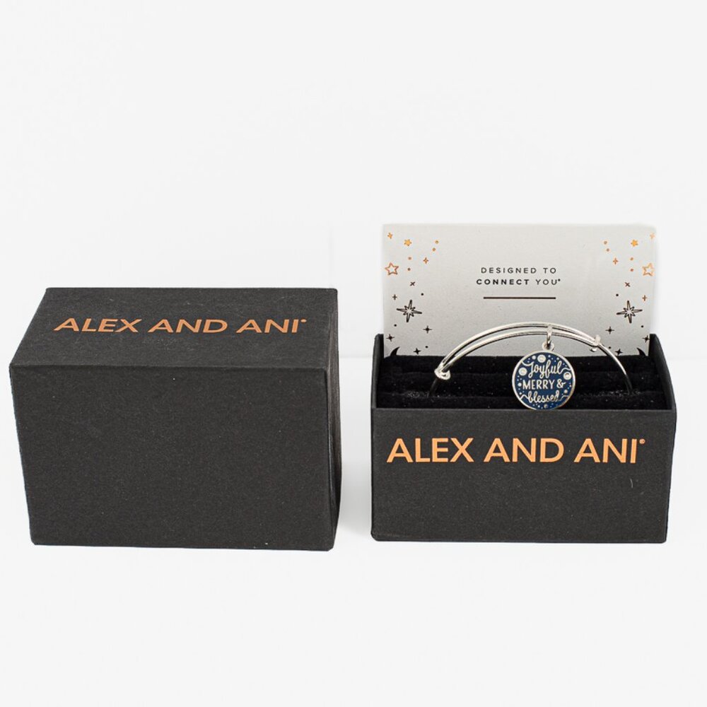 Alex and Ani 'Joyful Merry and Blessed Christmas' Charm Bangle Bracelet with Box